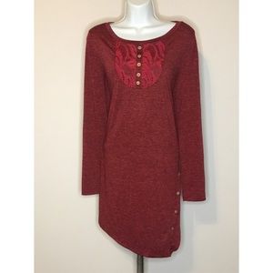 Large Wine Red Asymmetrical Loose Dress